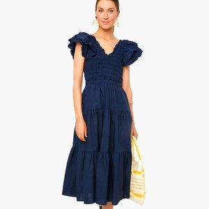 Sea Heidi Flutter-Sleeve Tiered Dress Navy